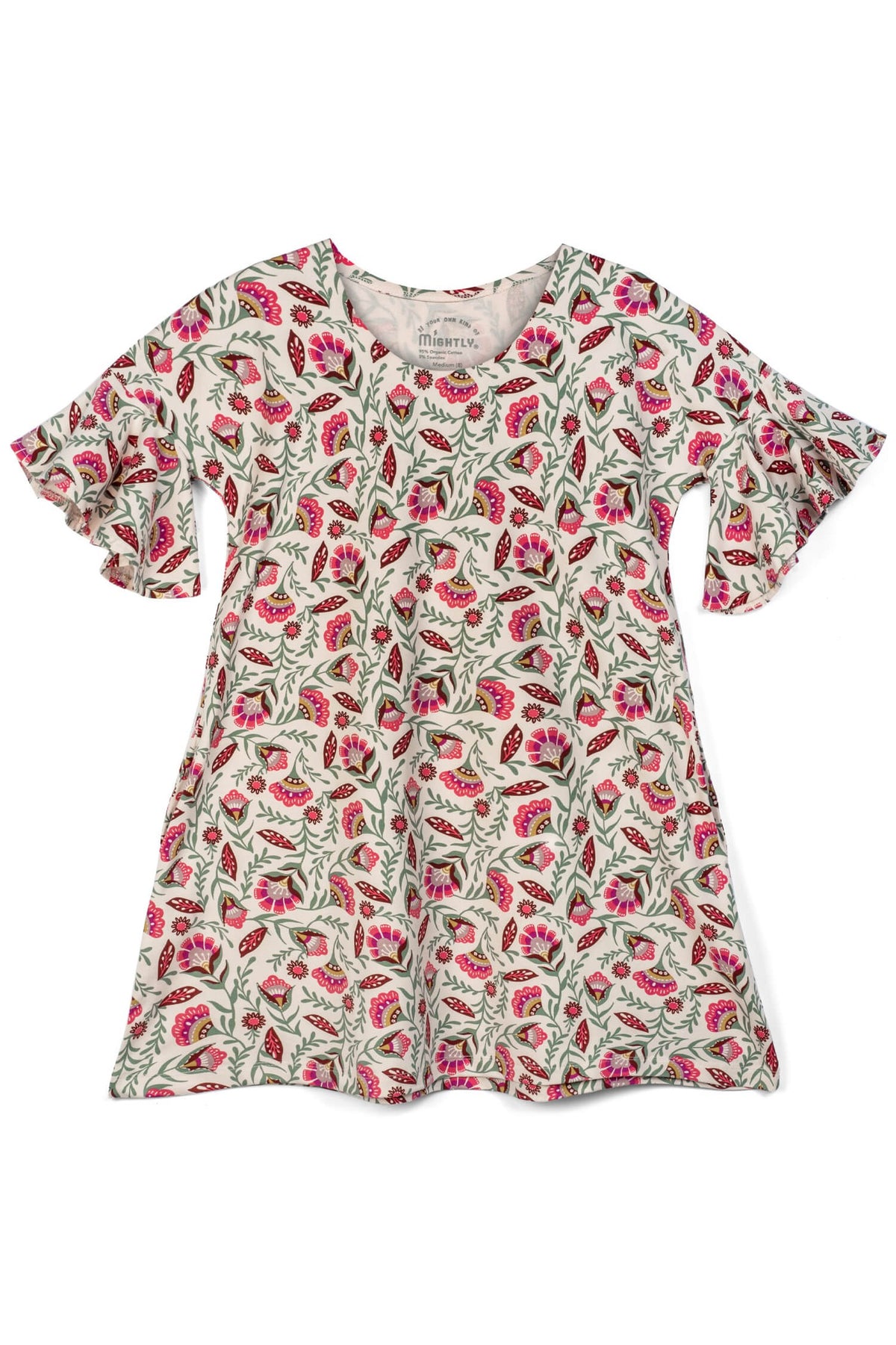 Girls Organic Cotton Cascade Dress: Folk Floral