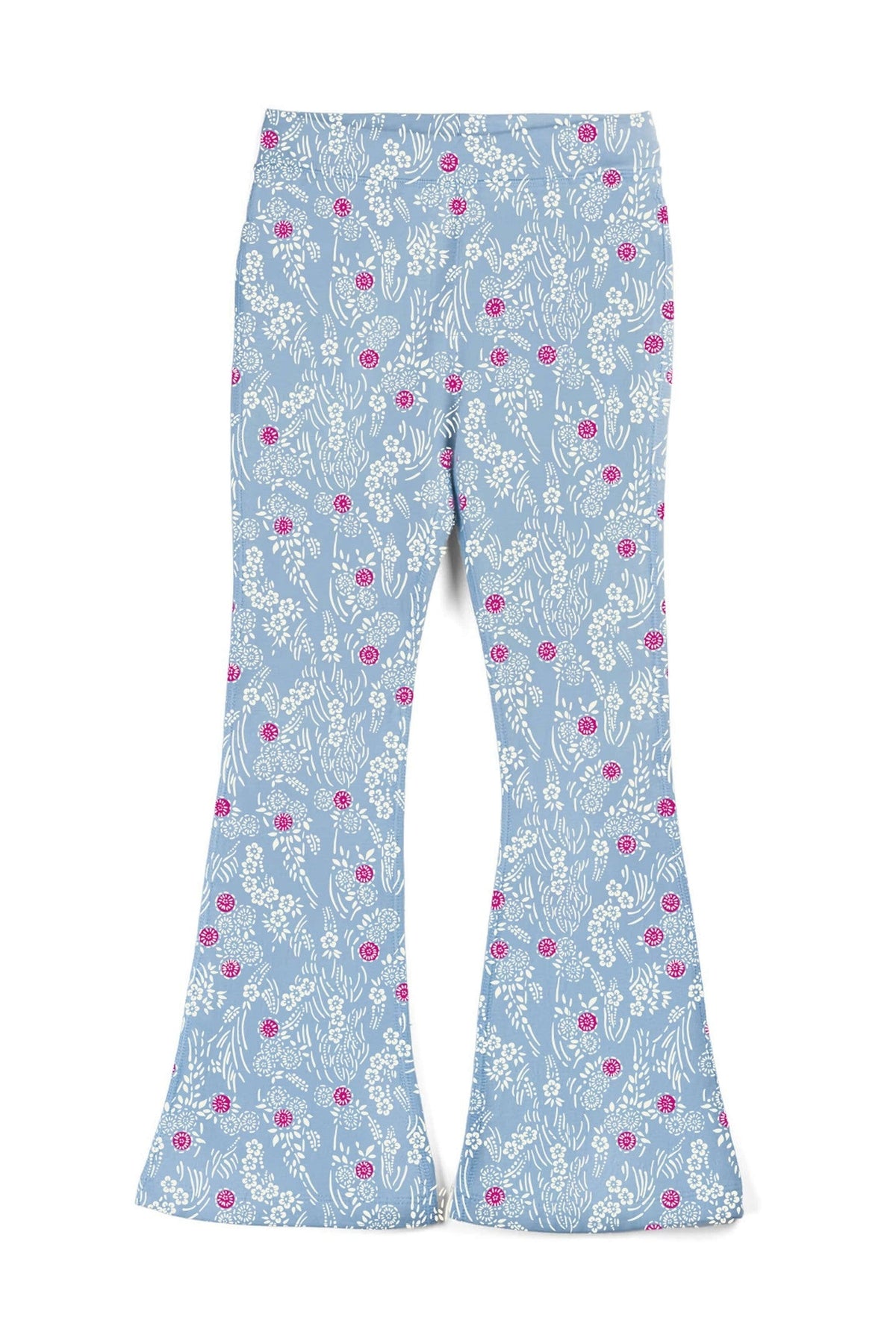 Girls Leggings: Organic Cotton Flared Yoga Pants: Cherry Blossom