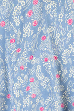 Floral pattern with pink and white flowers on a blue background