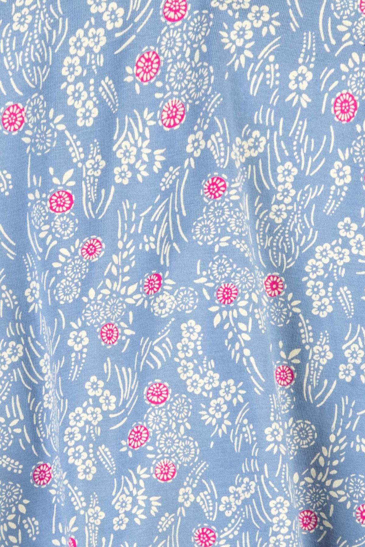 Floral pattern with pink and white flowers on a blue background