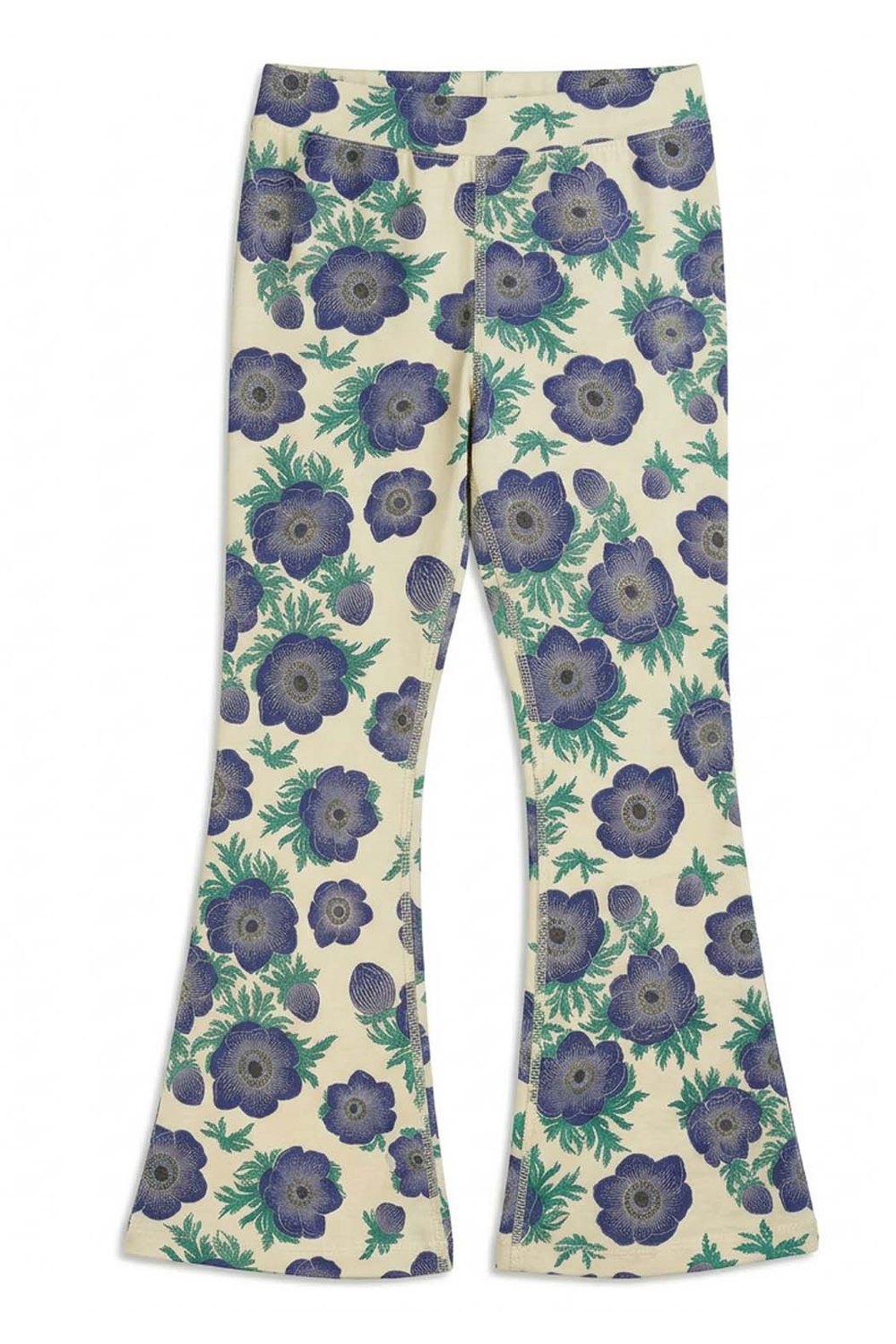 Girls Leggings: Organic Cotton Flared Yoga Pants: Purple Poppies