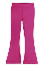 Pink flared yoga pants on a white background