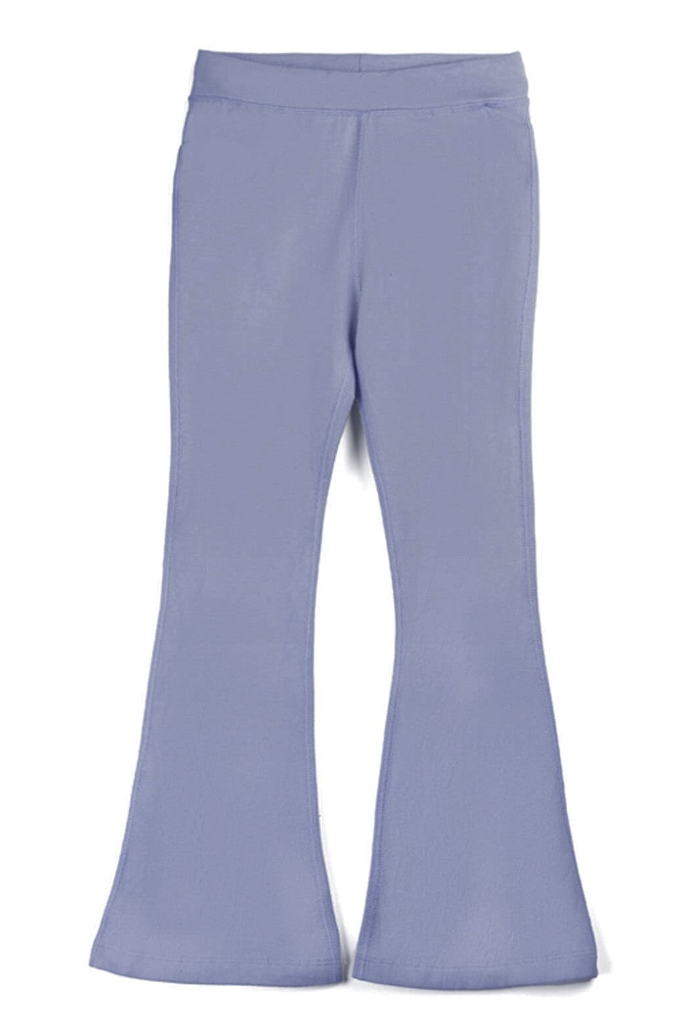 Lavender flared yoga pants on a white background