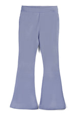 Lavender flared yoga pants on a white background