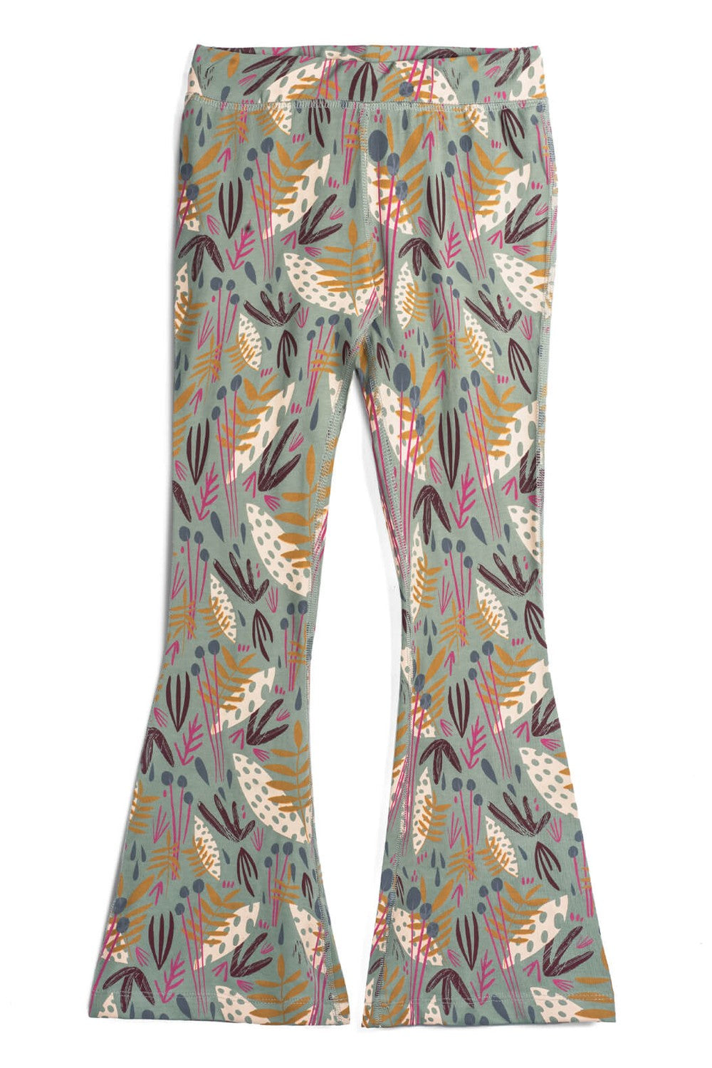 Girls Leggings: Organic Cotton Flared Yoga Pants: Whimsy FINAL SALE