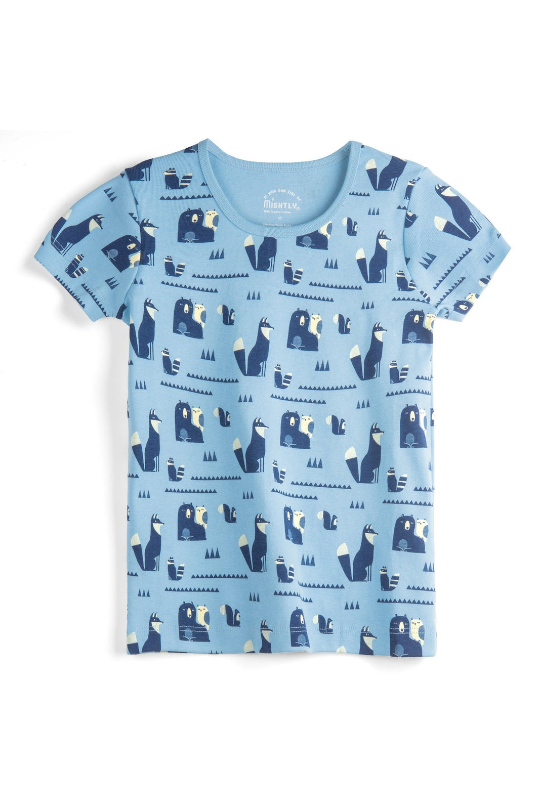 Blue t-shirt with bear pattern on a white background 