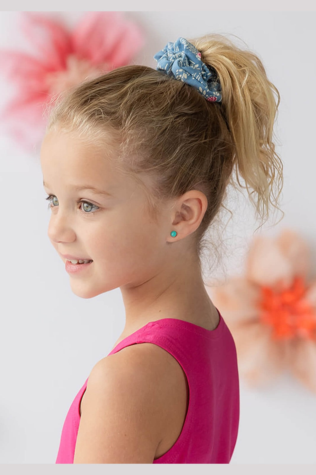 Organic Cotton Hair Scrunchie: Cherry Blossom