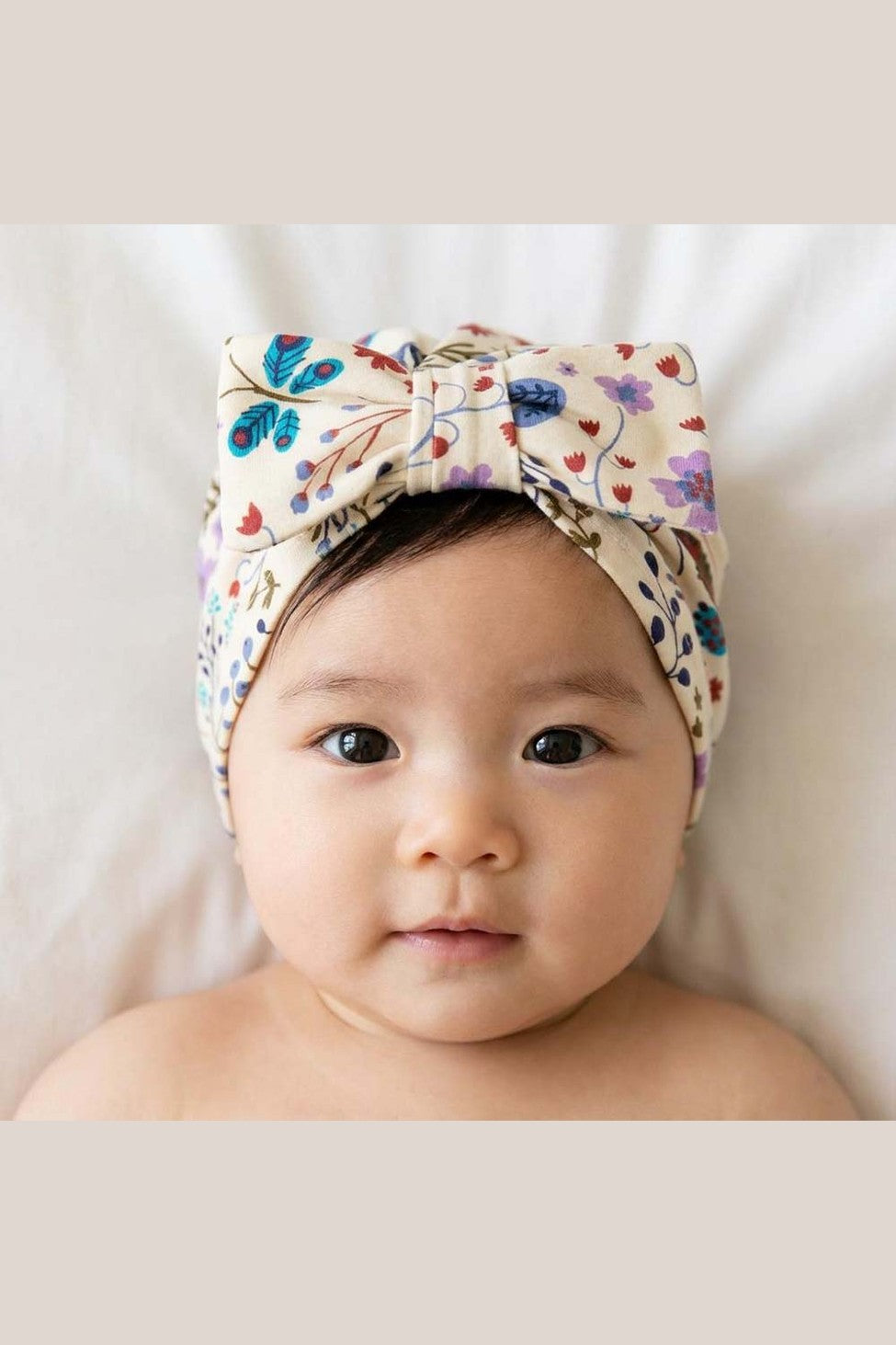 Organic Cotton Baby Bow Turban: Botanical Floral