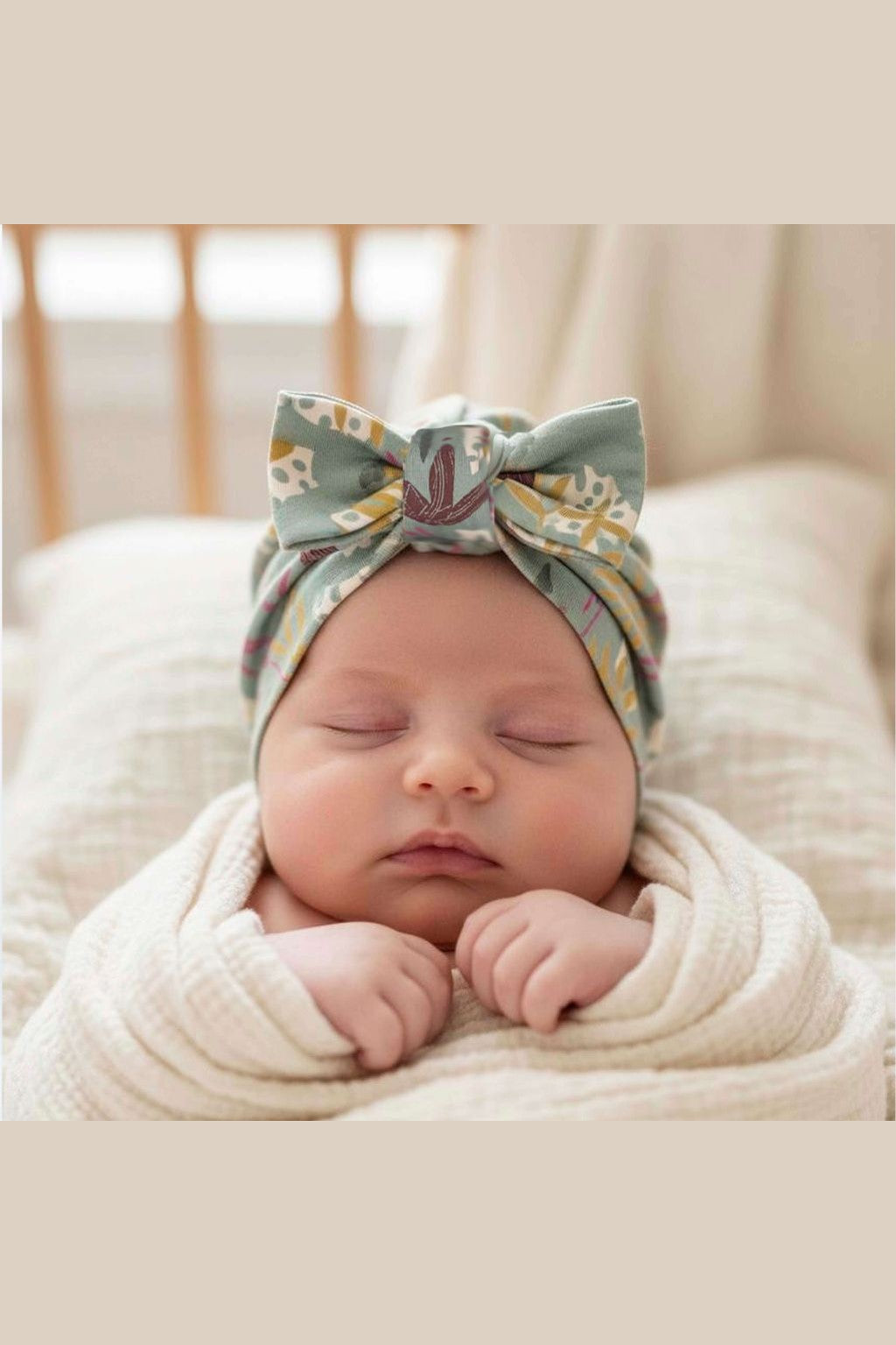 Organic Cotton Baby Bow Turban: Whimsy