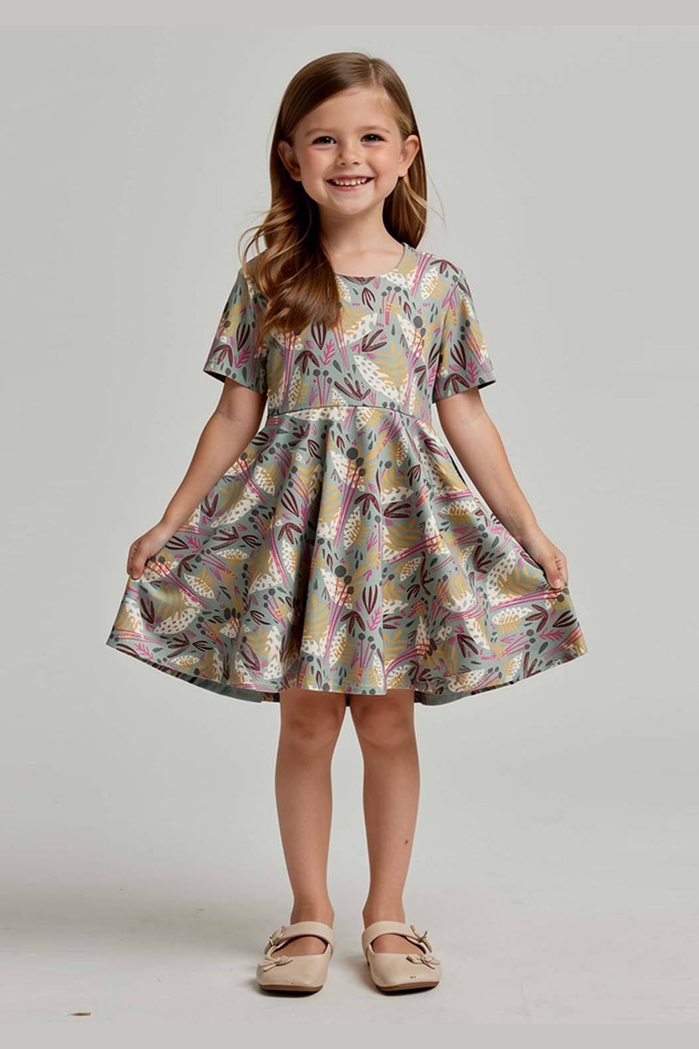 Kids Organic Cotton Short Sleeve Twirl Dress: Whimsy FINAL SALE