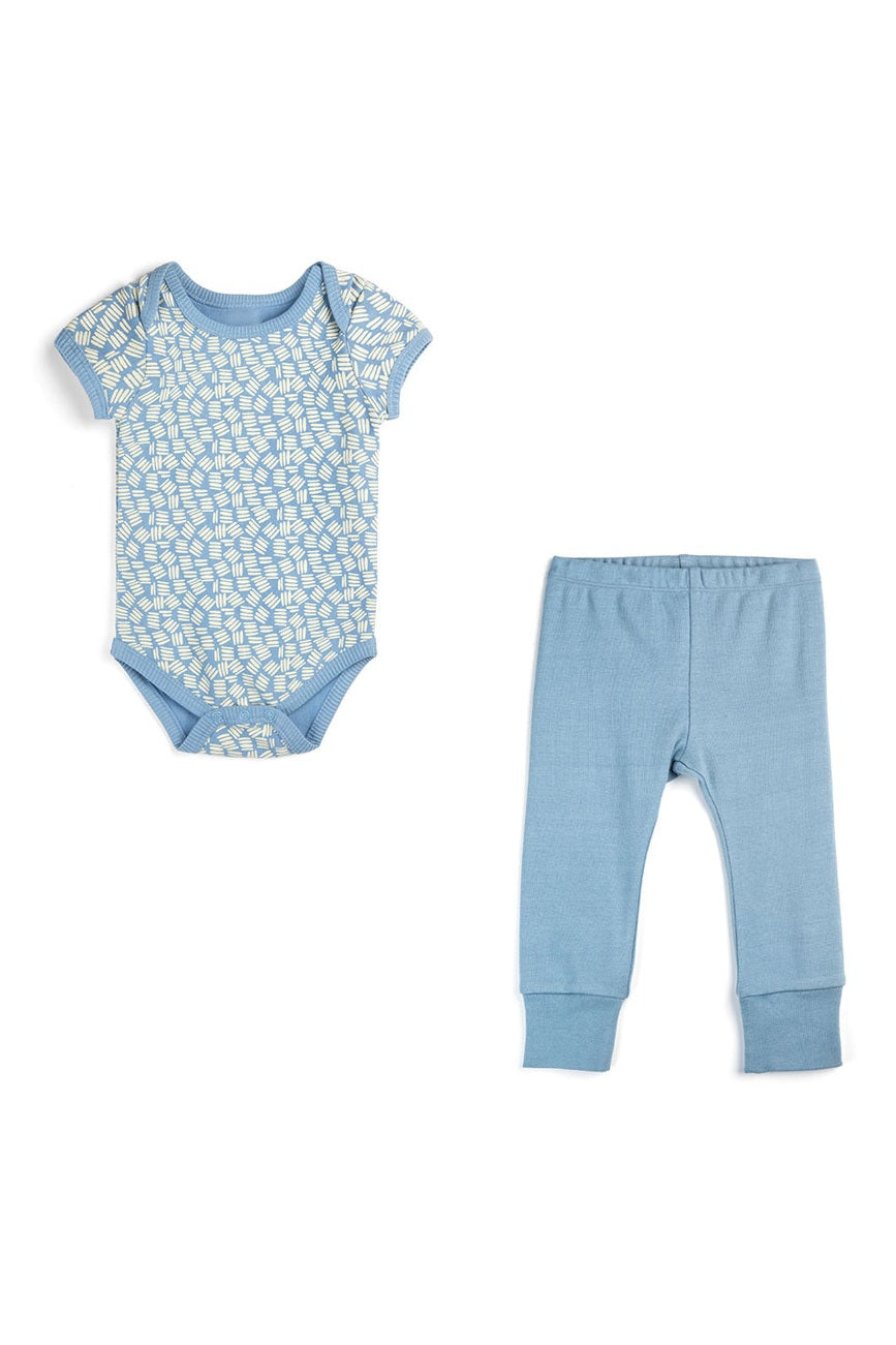 Organic Cotton Baby Bodysuit + Pant Bundle: Chambray