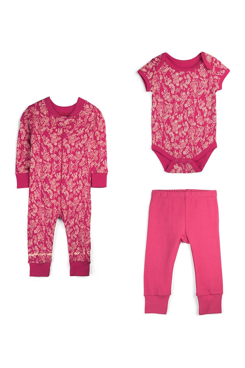 Organic Cotton 3 Piece Baby Bundle: Begonia