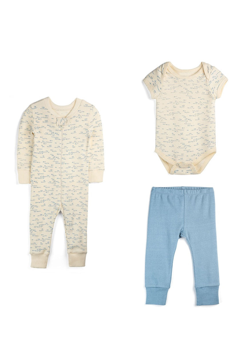 Organic Cotton 3 Piece Baby Bundle: Bunny Hop