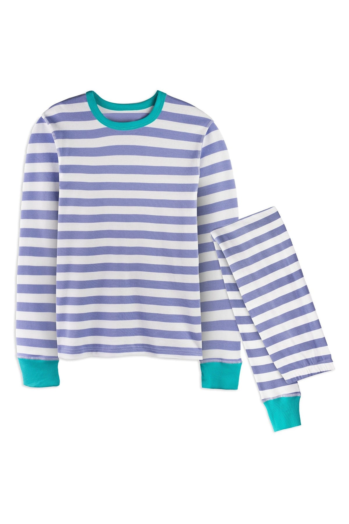 Get cozy in our stylish pajamas for adults with periwinkle stripes - Perfect for parents