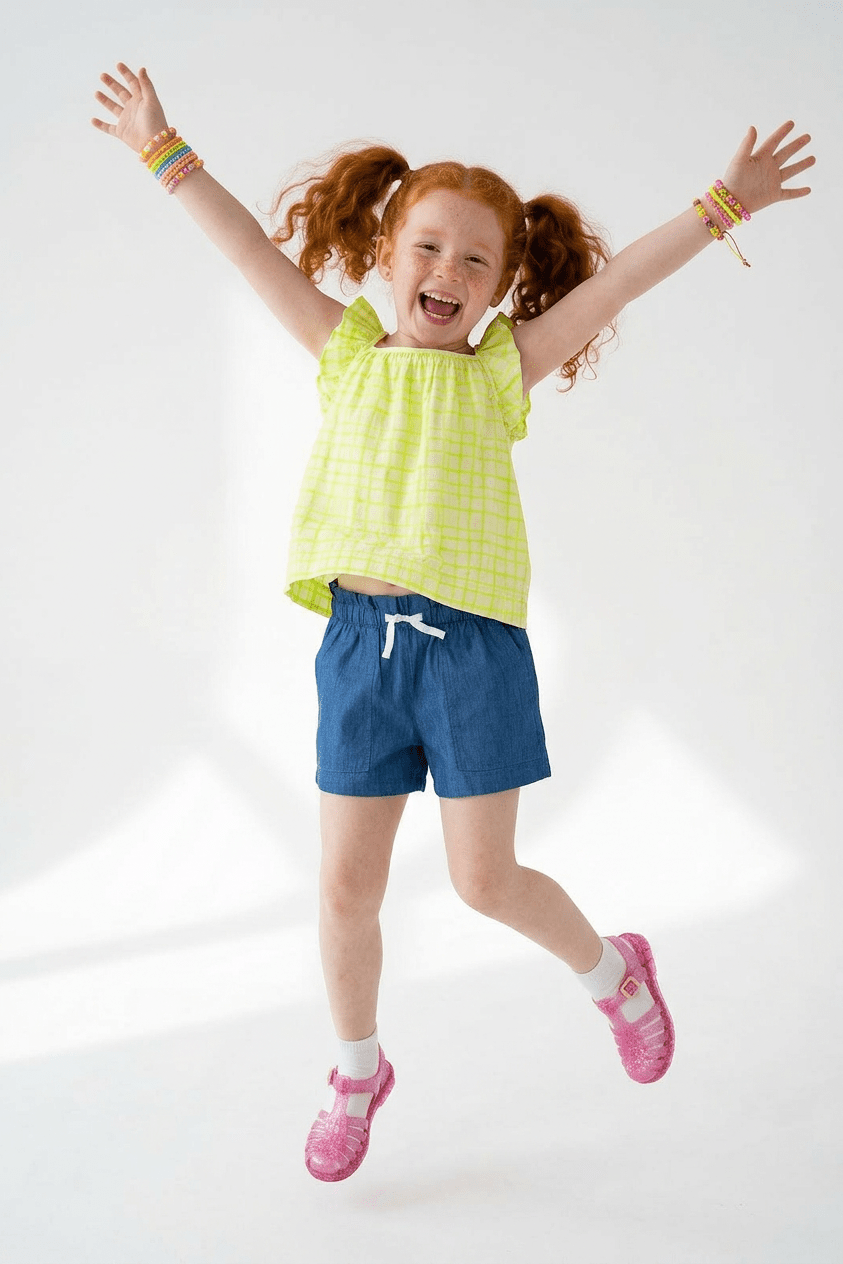 Neon Gingham Smock Top