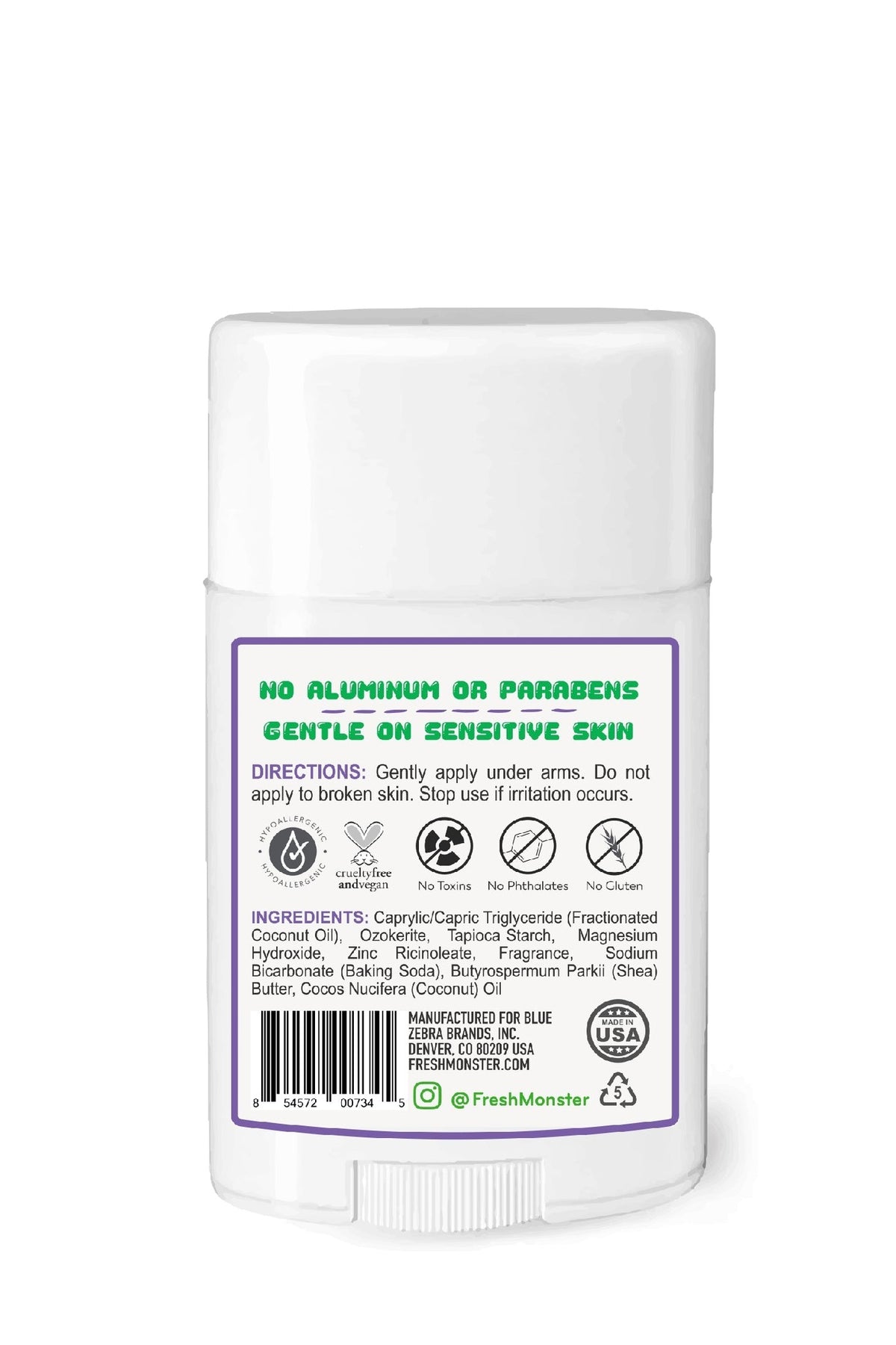 Aluminum-Free Natural Deodorant for Kids and Teens - Fresh Monster