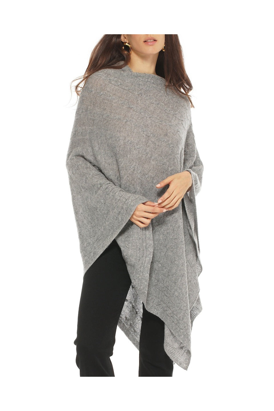 Pure Cashmere Cable Knit Poncho