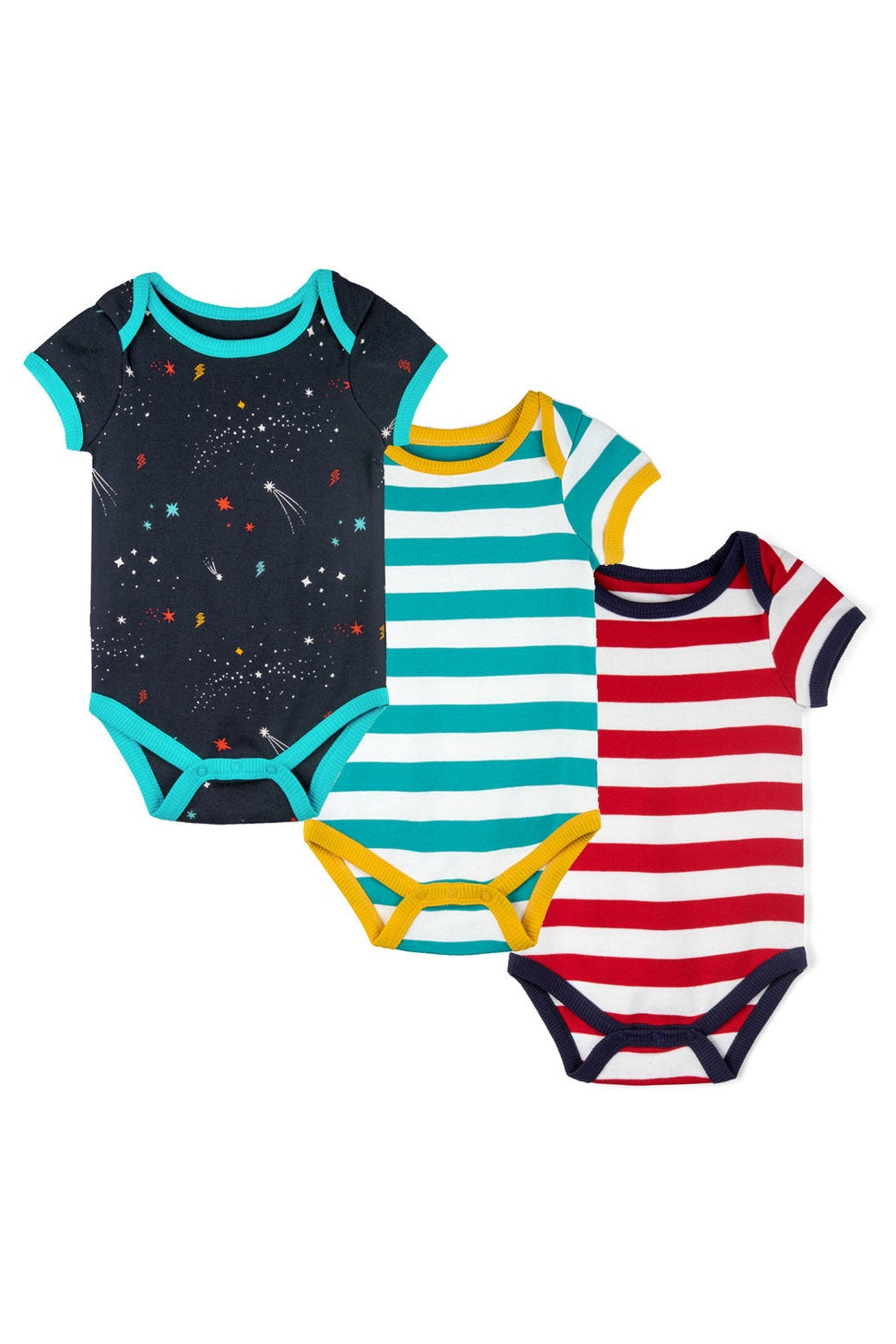 Organic Cotton Baby Bodysuits 3-Pack: Galaxy Combo