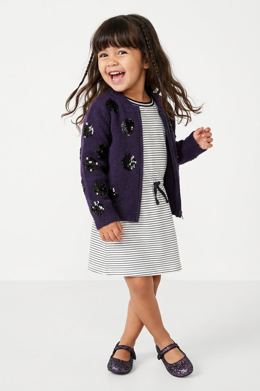 Dotty Paillette Zip Cardigan