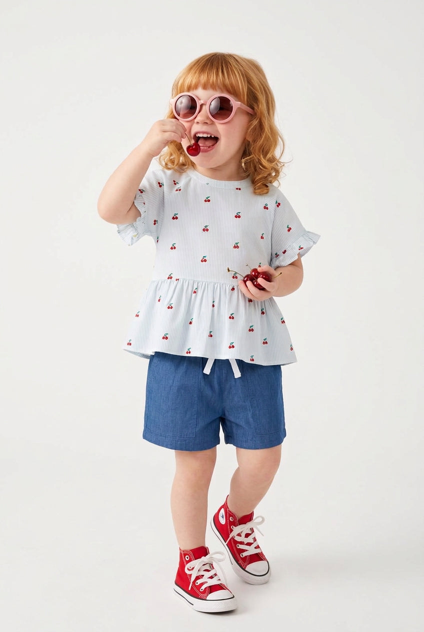 Cherry Striped Poplin TopTOPSRockets of Awesome