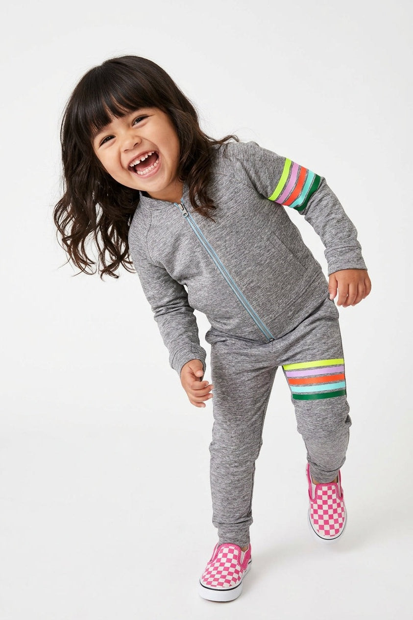 Rainbow Stripe Jogger HEATHER GREY - FINAL SALE