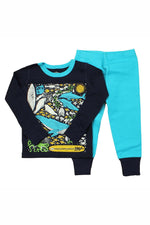Pre-owned Navy | Turqouise | Marine Life PJ Set size: 2T Navy | Turqouise | Marine Life