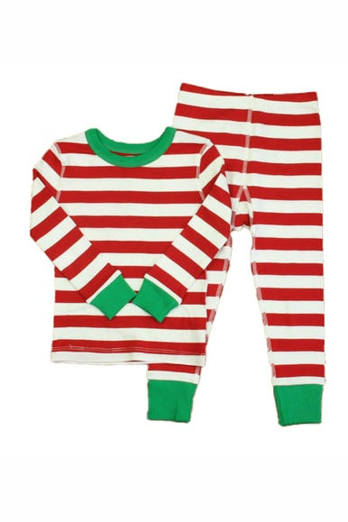 Pre-owned Red | White | Green Stripe PJ Set size: 4T Red | White | Green Stripe