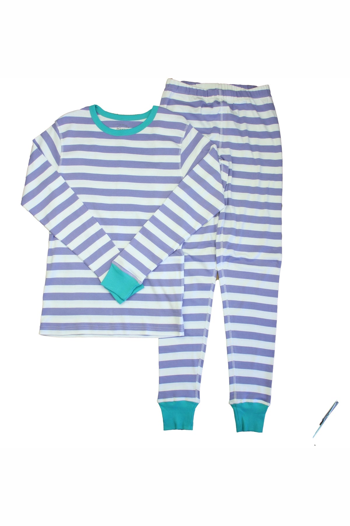 Pre-owned Ivory | Purple Stripe PJ Set size: 6-14 Years Ivory | Purple Stripe