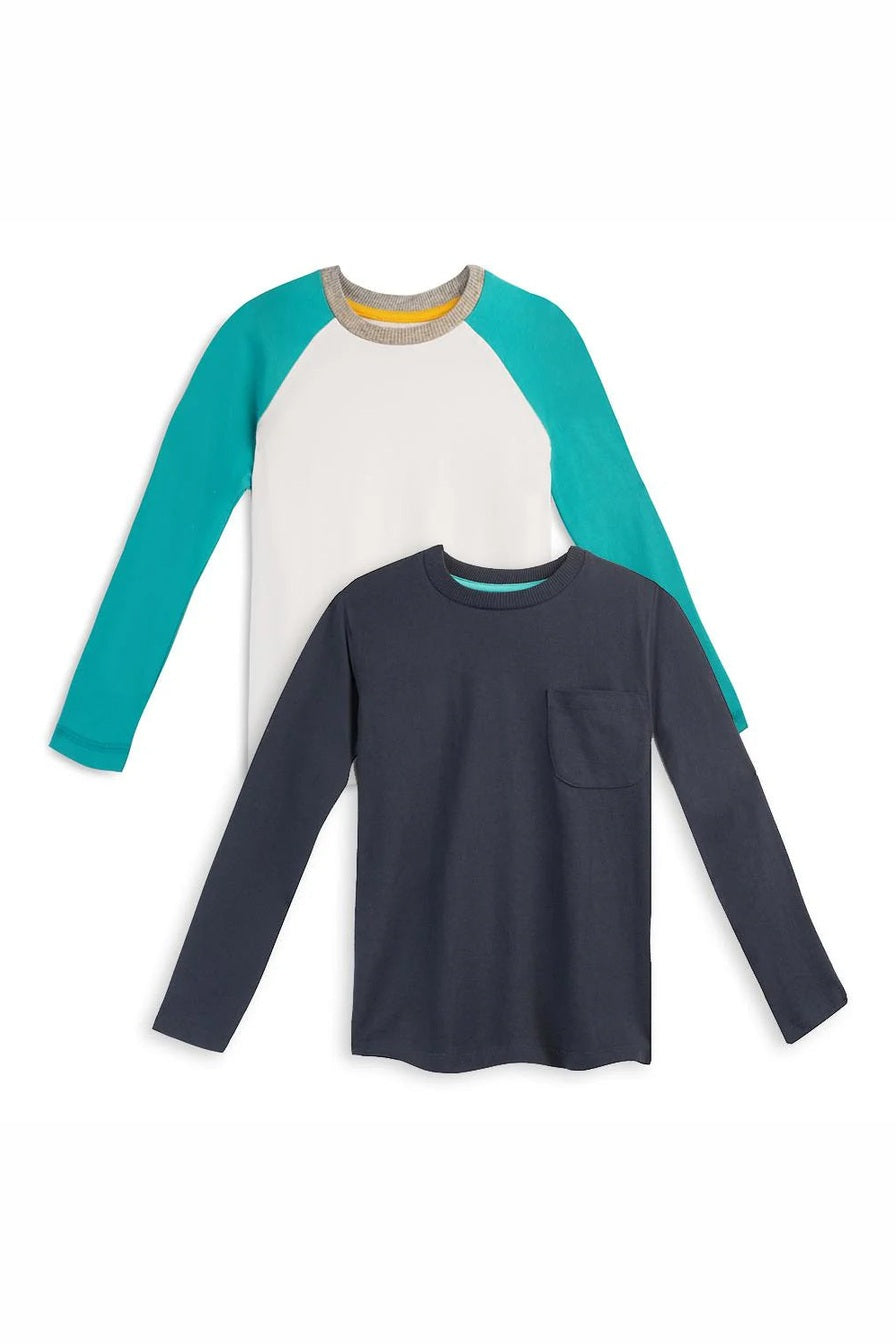 Pre-owned Navy | White Long Sleeve T-Shirt size: 6-14 Years Navy | White