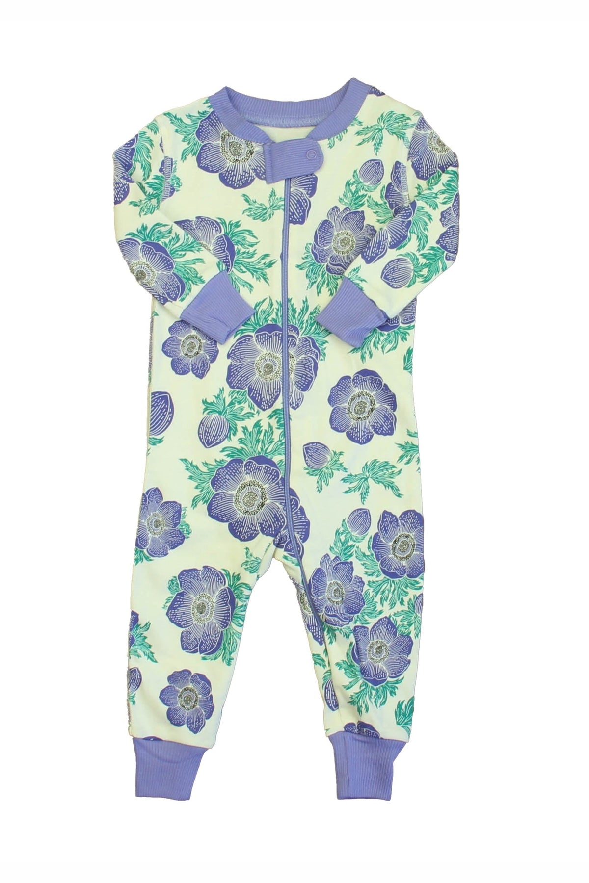 Pre-owned Ivory | Purple Hydrangea PJ Set size: 6-9 Months Ivory | Purple Hydrangea