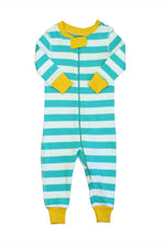 Pre-owned Turquoise | Yellow Stripe 1-piece Non-footed Pajamas size: 6-9 Months Turquoise | Yellow Stripe