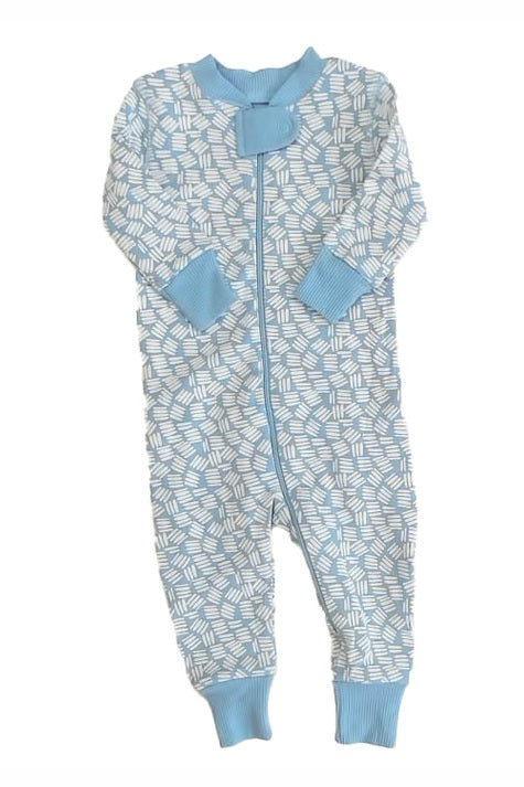 Pre-owned Blue | White 1-piece Non-footed Pajamas size: 9-12 Months Blue | White