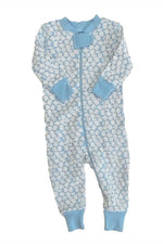 Pre-owned Blue | White 1-piece Non-footed Pajamas size: 9-12 Months Blue | White