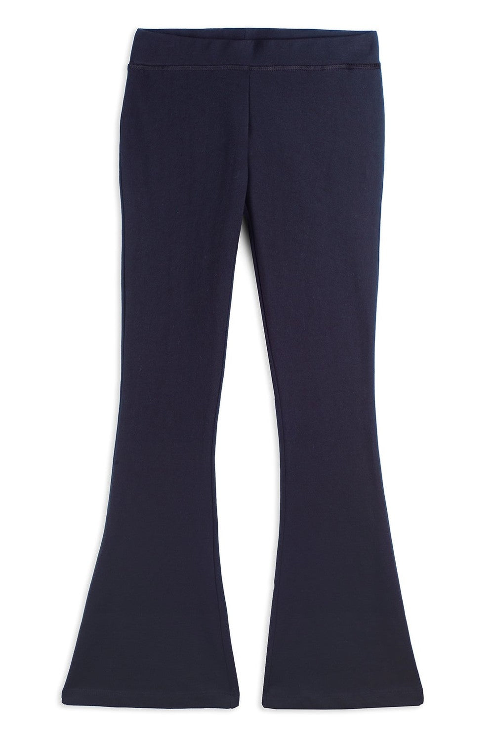 Navy blue flared legging yoga pant on white background