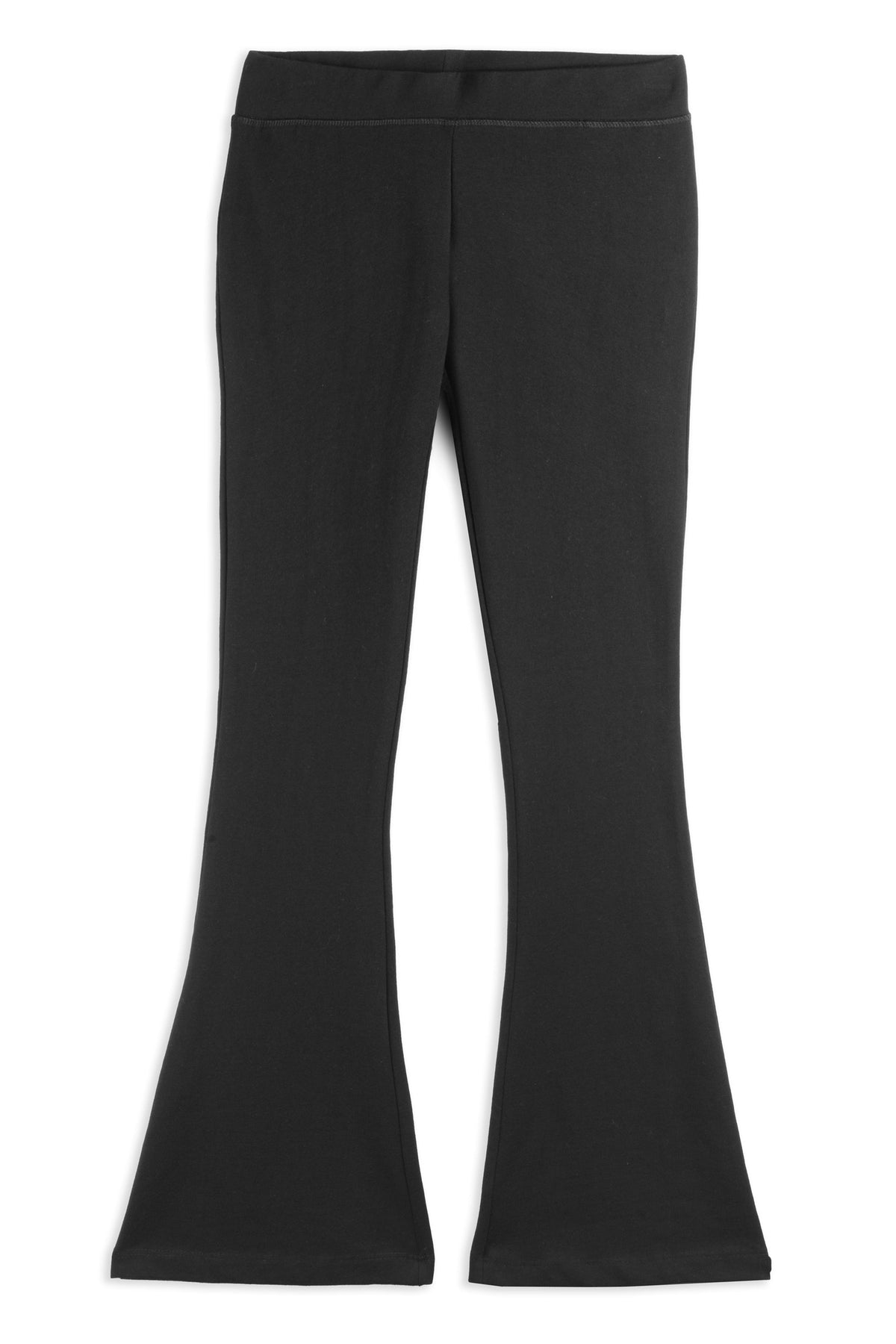 Black flared legging yoga pant on white background