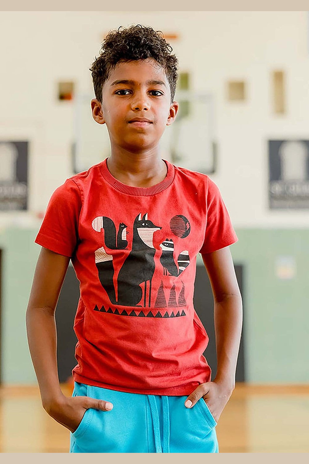 Colorful boys shirts: A young boy dons a vibrant graphic tee, perfect for playtime!