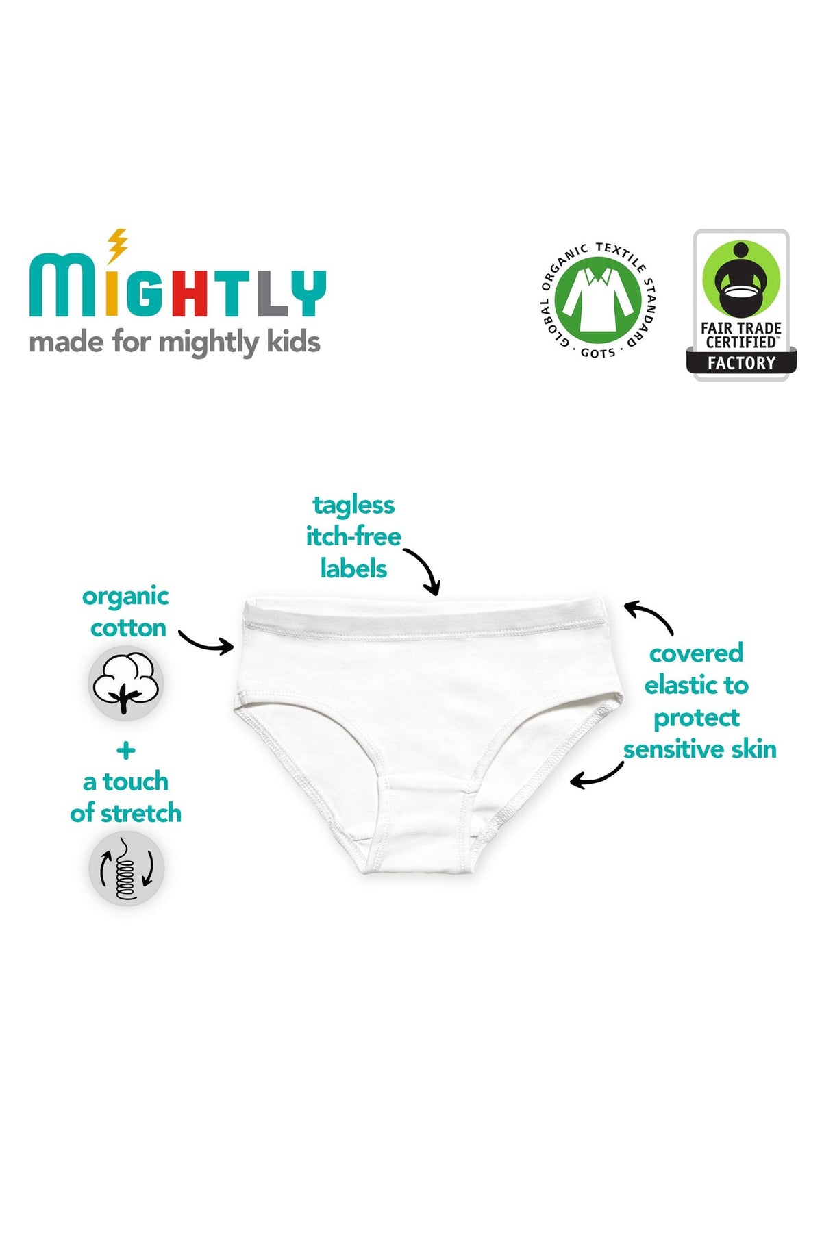 Organic Cotton Kids Bikini Underwear - 3 Pack